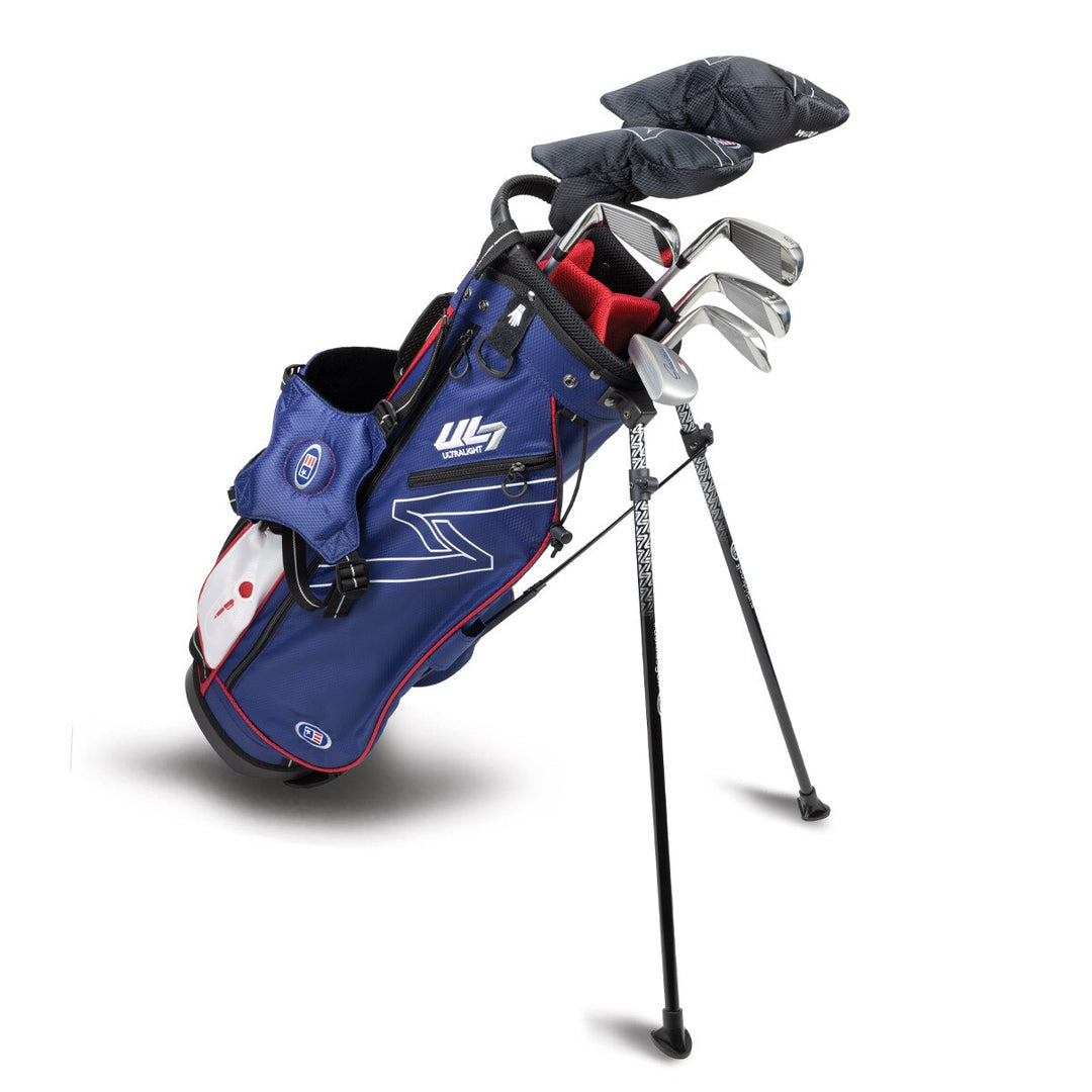 US Kids Golf Ultralight 7-57 7 Club Stand Set RH, Navy/Red l Golf
