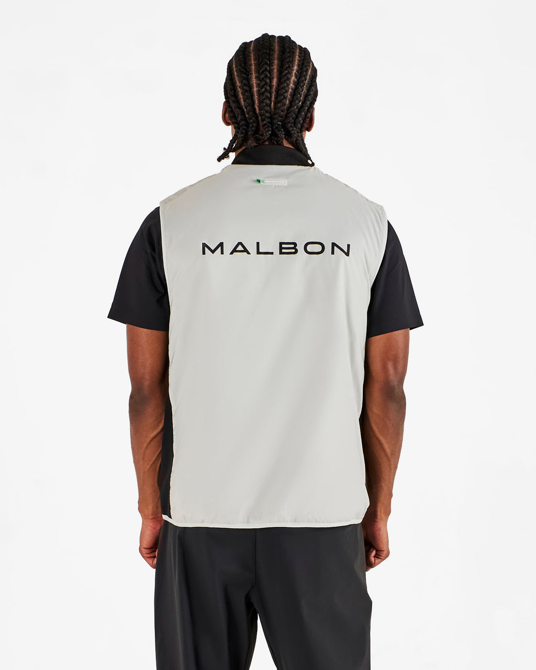 Malbon ゴルフ ベスト ホワイト/ブラック Malbon Performance Ribbed Panel Vest | Golf Paradise