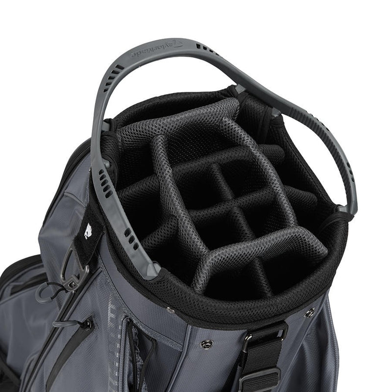Top-view of TaylorMade TM24 Pro Cart LX Bag - Premium golf cart bag with 14-way top and specialized pockets for optimal organization