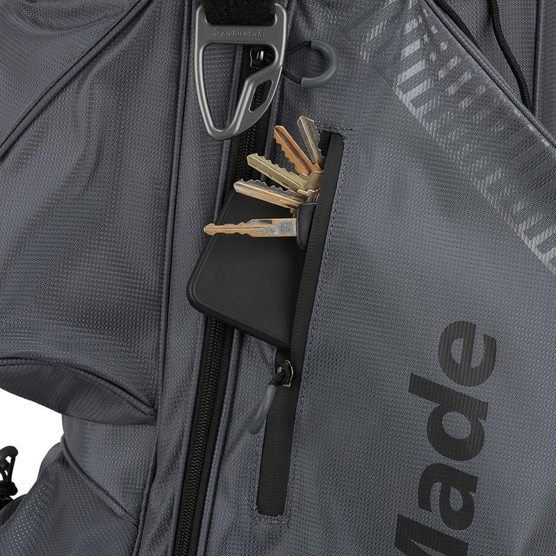 -Full Zipper-Valuables Pocket of TaylorMade Pro Cart LX Bag Grey