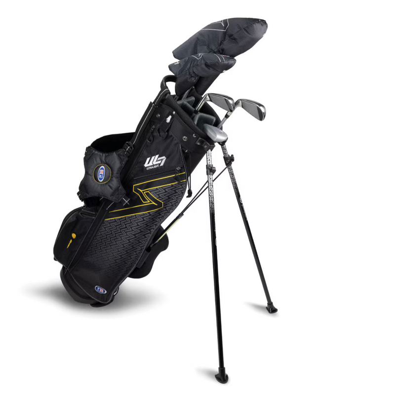 US Kids Golf Ultralight 7-63 5 Club Stand Set RH, Black/Gold Bag