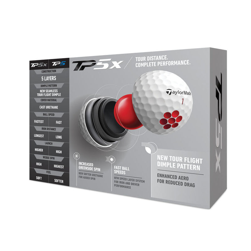 TaylorMade 2021 TP5x Golf Balls 12 Pack White