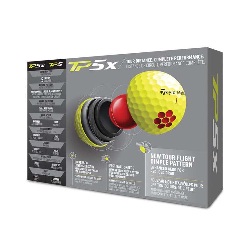 TaylorMade 2021 TP5x Golf Balls 12 Pack Yellow